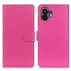 Funda de Cuero Cartera con Soporte Carcasa A03D para Nothing Phone 2 Rosa Roja