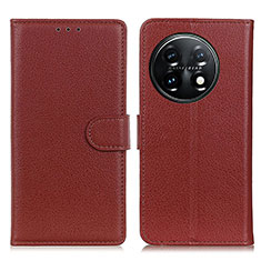 Funda de Cuero Cartera con Soporte Carcasa A03D para OnePlus 11 5G Marron