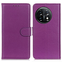 Funda de Cuero Cartera con Soporte Carcasa A03D para OnePlus 11 5G Morado