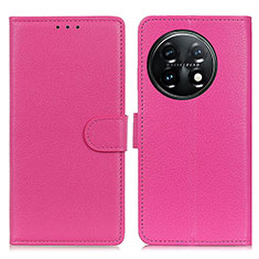 Funda de Cuero Cartera con Soporte Carcasa A03D para OnePlus 11 5G Rosa Roja