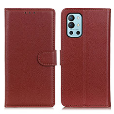 Funda de Cuero Cartera con Soporte Carcasa A03D para OnePlus 9R 5G Marron