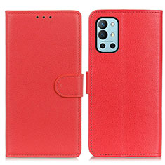 Funda de Cuero Cartera con Soporte Carcasa A03D para OnePlus 9R 5G Rojo