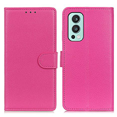 Funda de Cuero Cartera con Soporte Carcasa A03D para OnePlus Nord 2 5G Rosa Roja