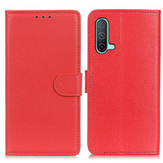 Funda de Cuero Cartera con Soporte Carcasa A03D para OnePlus Nord CE 5G Rojo