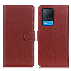 Funda de Cuero Cartera con Soporte Carcasa A03D para Oppo A54 4G Marron