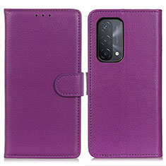 Funda de Cuero Cartera con Soporte Carcasa A03D para Oppo A54 5G Morado