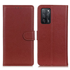 Funda de Cuero Cartera con Soporte Carcasa A03D para Oppo A55 5G Marron