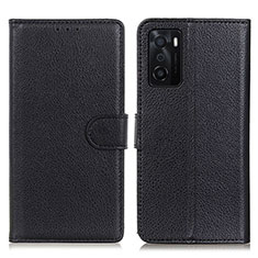 Funda de Cuero Cartera con Soporte Carcasa A03D para Oppo A55S 5G Negro