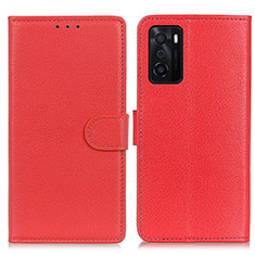 Funda de Cuero Cartera con Soporte Carcasa A03D para Oppo A55S 5G Rojo