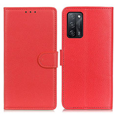 Funda de Cuero Cartera con Soporte Carcasa A03D para Oppo A56 5G Rojo