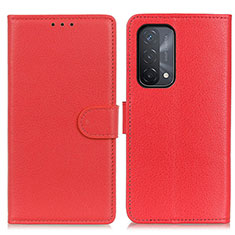 Funda de Cuero Cartera con Soporte Carcasa A03D para Oppo A74 5G Rojo