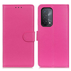 Funda de Cuero Cartera con Soporte Carcasa A03D para Oppo A74 5G Rosa Roja