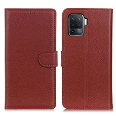 Funda de Cuero Cartera con Soporte Carcasa A03D para Oppo A94 4G Marron