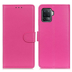 Funda de Cuero Cartera con Soporte Carcasa A03D para Oppo A94 4G Rosa Roja