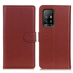 Funda de Cuero Cartera con Soporte Carcasa A03D para Oppo A94 5G Marron