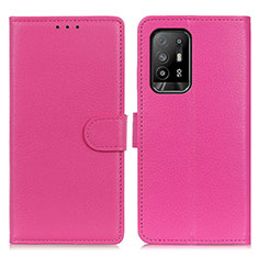 Funda de Cuero Cartera con Soporte Carcasa A03D para Oppo A94 5G Rosa Roja