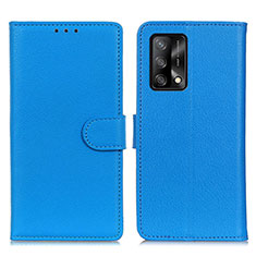 Funda de Cuero Cartera con Soporte Carcasa A03D para Oppo F19 Azul Cielo