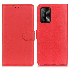 Funda de Cuero Cartera con Soporte Carcasa A03D para Oppo F19s Rojo