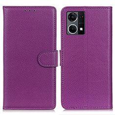 Funda de Cuero Cartera con Soporte Carcasa A03D para Oppo F21 Pro 4G Morado