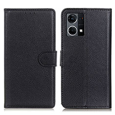 Funda de Cuero Cartera con Soporte Carcasa A03D para Oppo F21 Pro 4G Negro