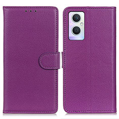 Funda de Cuero Cartera con Soporte Carcasa A03D para Oppo F21 Pro 5G Morado