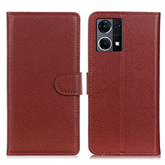 Funda de Cuero Cartera con Soporte Carcasa A03D para Oppo F21s Pro 4G Marron