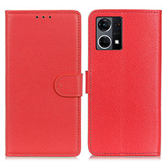 Funda de Cuero Cartera con Soporte Carcasa A03D para Oppo F21s Pro 4G Rojo