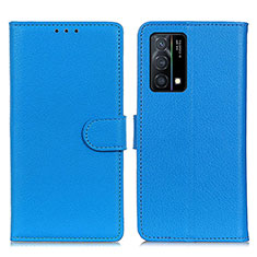 Funda de Cuero Cartera con Soporte Carcasa A03D para Oppo K9 5G Azul Cielo