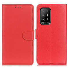 Funda de Cuero Cartera con Soporte Carcasa A03D para Oppo Reno5 Z 5G Rojo