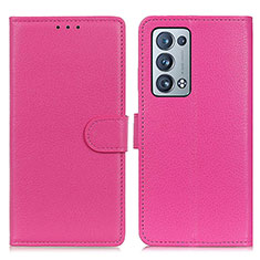 Funda de Cuero Cartera con Soporte Carcasa A03D para Oppo Reno6 Pro 5G Rosa Roja