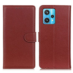 Funda de Cuero Cartera con Soporte Carcasa A03D para Realme 9 4G Marron