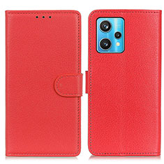 Funda de Cuero Cartera con Soporte Carcasa A03D para Realme 9 4G Rojo