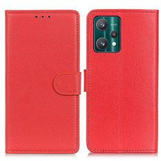 Funda de Cuero Cartera con Soporte Carcasa A03D para Realme 9 Pro 5G Rojo