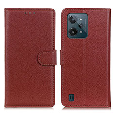 Funda de Cuero Cartera con Soporte Carcasa A03D para Realme C31 Marron