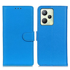 Funda de Cuero Cartera con Soporte Carcasa A03D para Realme C35 Azul Cielo