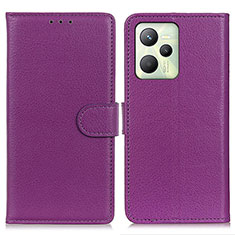 Funda de Cuero Cartera con Soporte Carcasa A03D para Realme C35 Morado