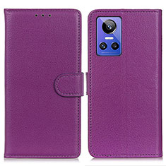 Funda de Cuero Cartera con Soporte Carcasa A03D para Realme GT Neo3 5G Morado