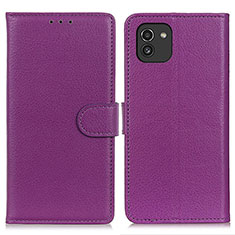 Funda de Cuero Cartera con Soporte Carcasa A03D para Samsung Galaxy A03 Morado