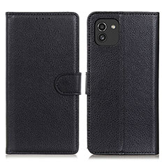 Funda de Cuero Cartera con Soporte Carcasa A03D para Samsung Galaxy A03 Negro