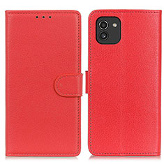 Funda de Cuero Cartera con Soporte Carcasa A03D para Samsung Galaxy A03 Rojo