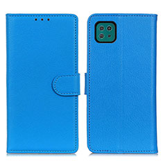 Funda de Cuero Cartera con Soporte Carcasa A03D para Samsung Galaxy A22s 5G Azul Cielo