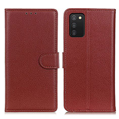 Funda de Cuero Cartera con Soporte Carcasa A03D para Samsung Galaxy F02S SM-E025F Marron