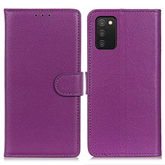 Funda de Cuero Cartera con Soporte Carcasa A03D para Samsung Galaxy F02S SM-E025F Morado