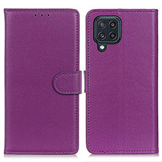 Funda de Cuero Cartera con Soporte Carcasa A03D para Samsung Galaxy M32 4G Morado