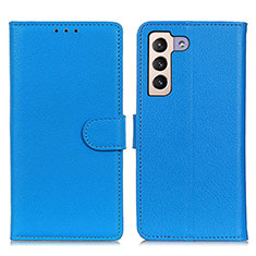 Funda de Cuero Cartera con Soporte Carcasa A03D para Samsung Galaxy S22 5G Azul Cielo