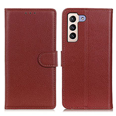 Funda de Cuero Cartera con Soporte Carcasa A03D para Samsung Galaxy S22 5G Marron