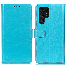 Funda de Cuero Cartera con Soporte Carcasa A03D para Samsung Galaxy S24 Ultra 5G Azul Cielo