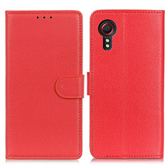 Funda de Cuero Cartera con Soporte Carcasa A03D para Samsung Galaxy XCover 5 SM-G525F Rojo