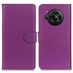 Funda de Cuero Cartera con Soporte Carcasa A03D para Sharp Aquos R7 Morado