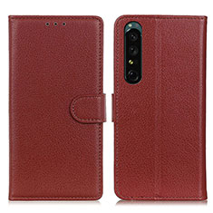 Funda de Cuero Cartera con Soporte Carcasa A03D para Sony Xperia 1 IV Marron